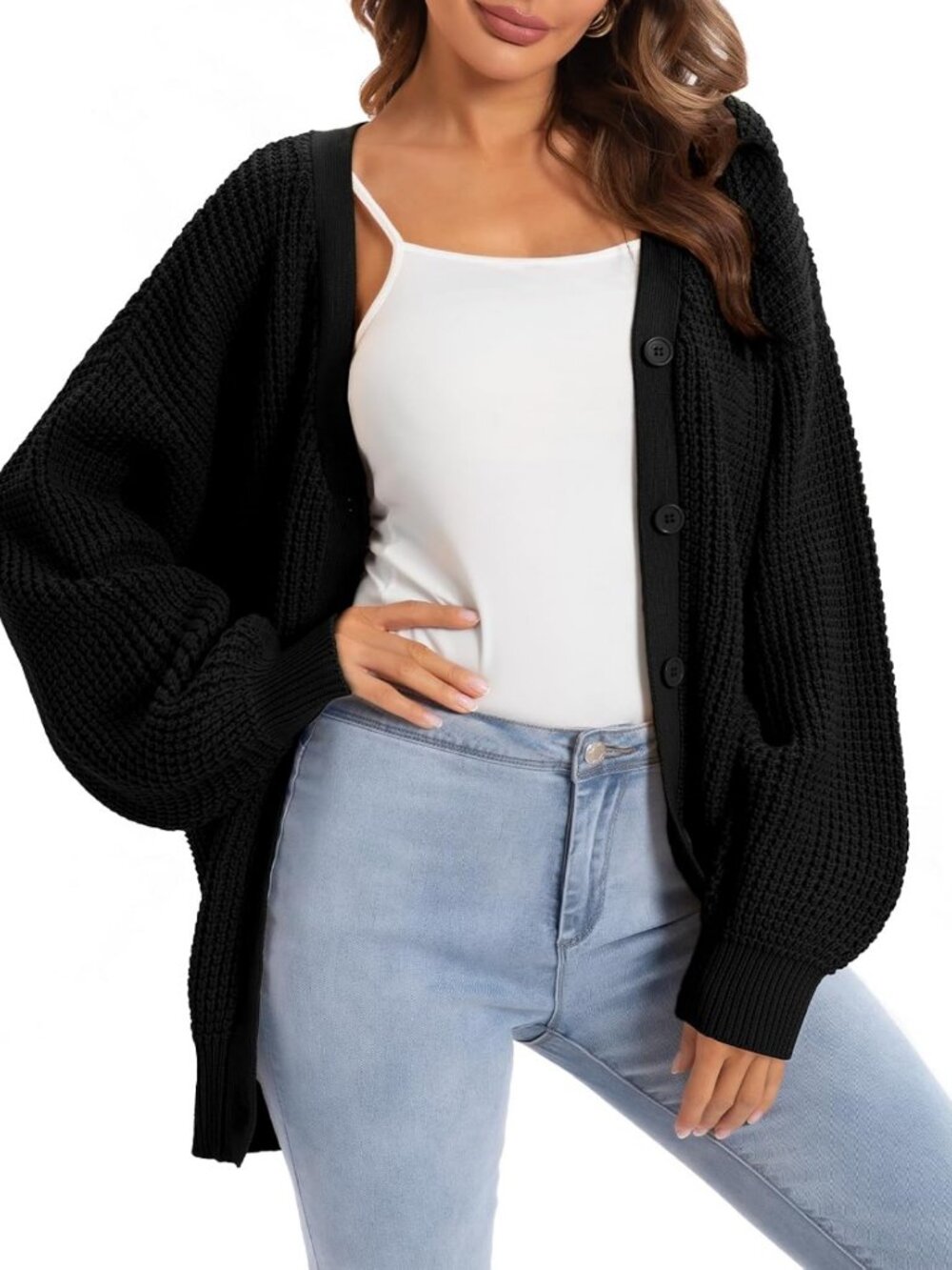 Cozy Oversized 100% Cotton Cardigan Sweater for Women - Perfect Layering Piece
